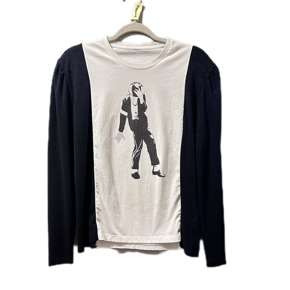 Michael Jackson top blue metallic shiny up cycle handmade shirt - Picture 1 of 6